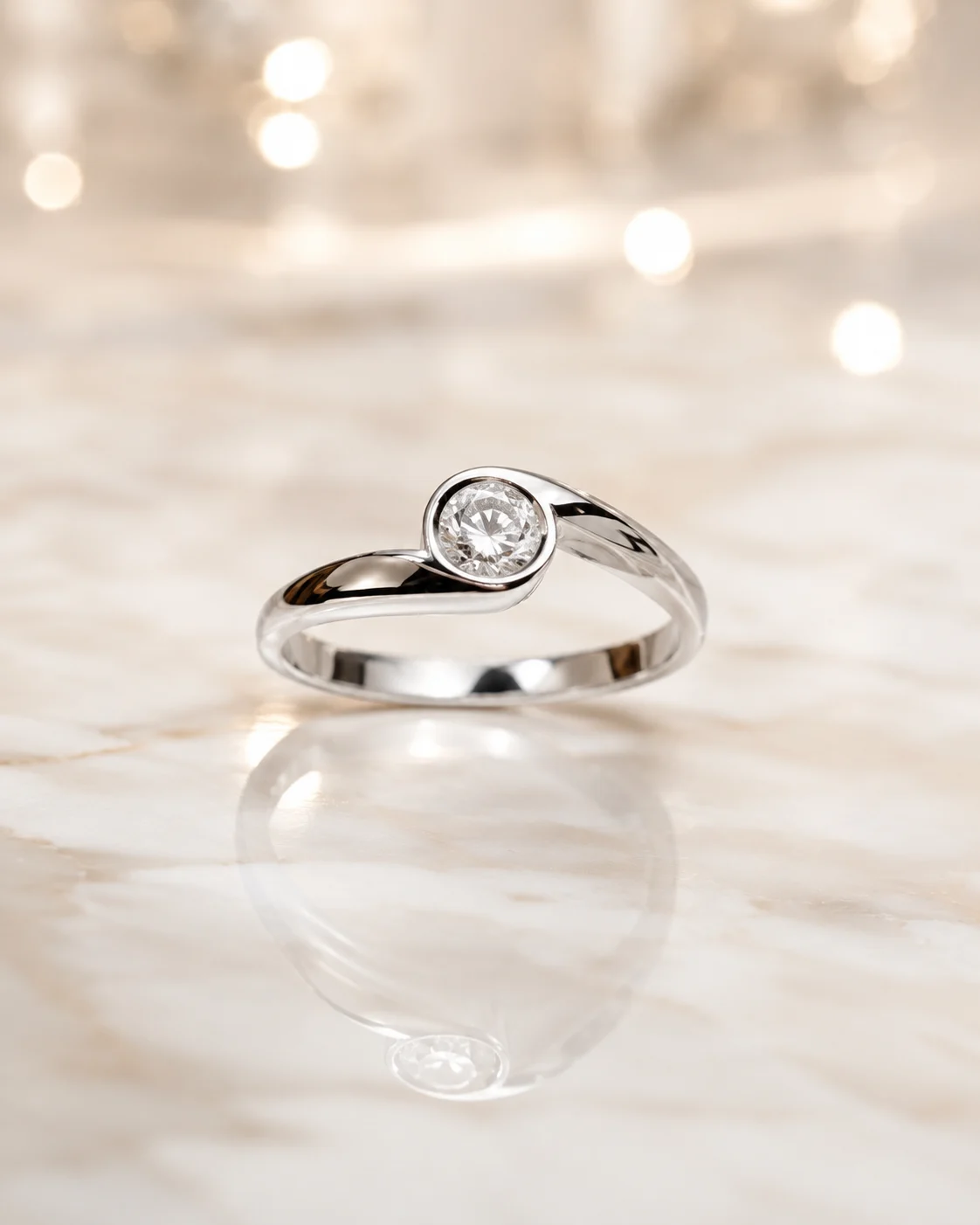 Solitario in oro bianco 18 kt e diamante