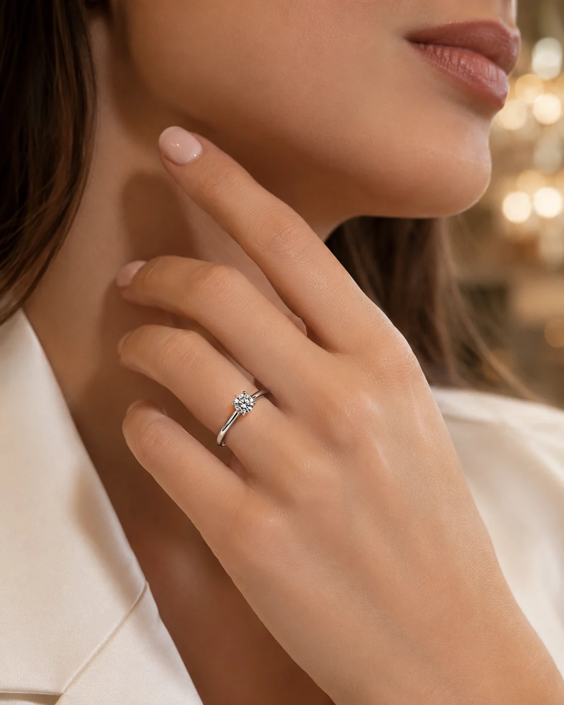 Solitario in oro bianco 18 kt e diamante – varie carature
