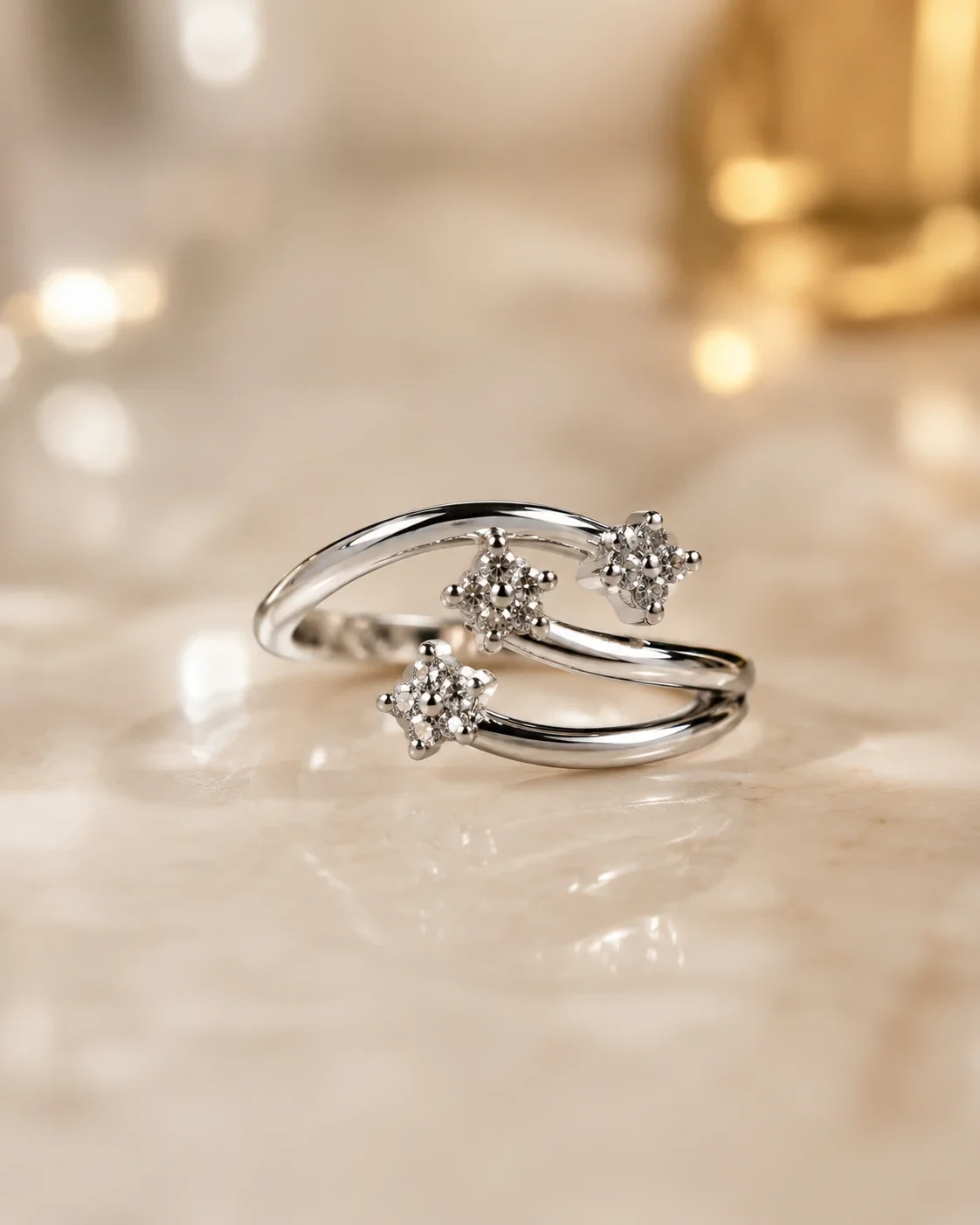 Anello trilogy in oro bianco 18 kt e diamanti – varie carature