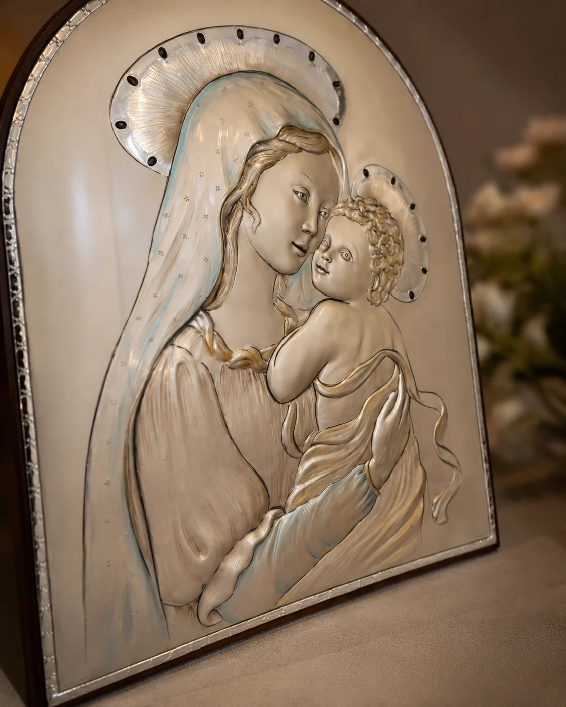 Quadro Madonna con Bimbo in argento