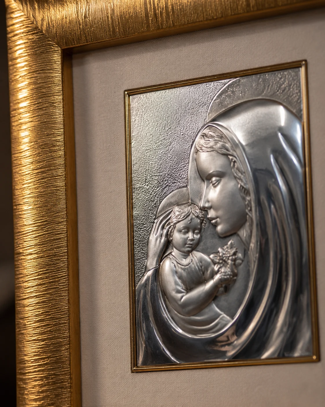 Quadro Madonna con Bimbo in argento