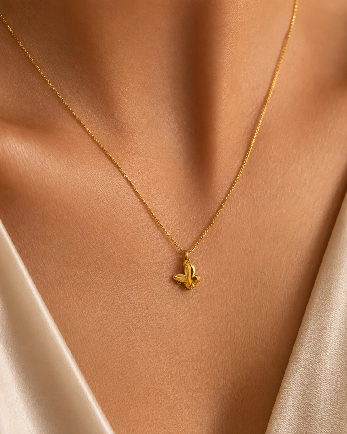 Collana con farfalla in oro giallo 18 kt