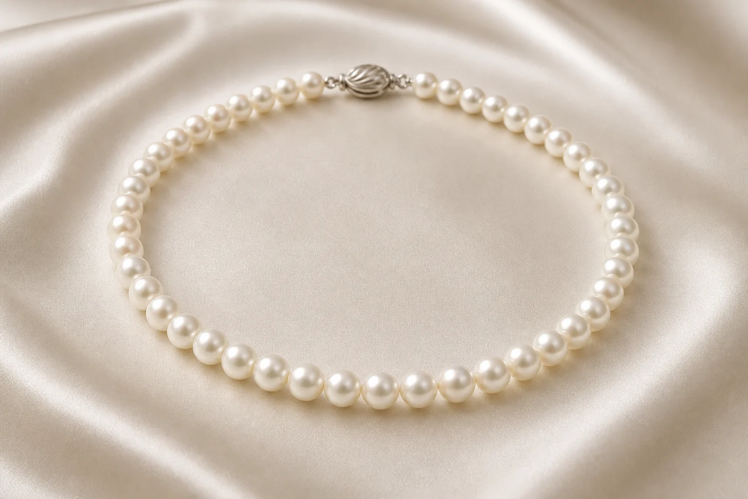 Collana di perle coltivate con chiusura in oro bianco 18 kt