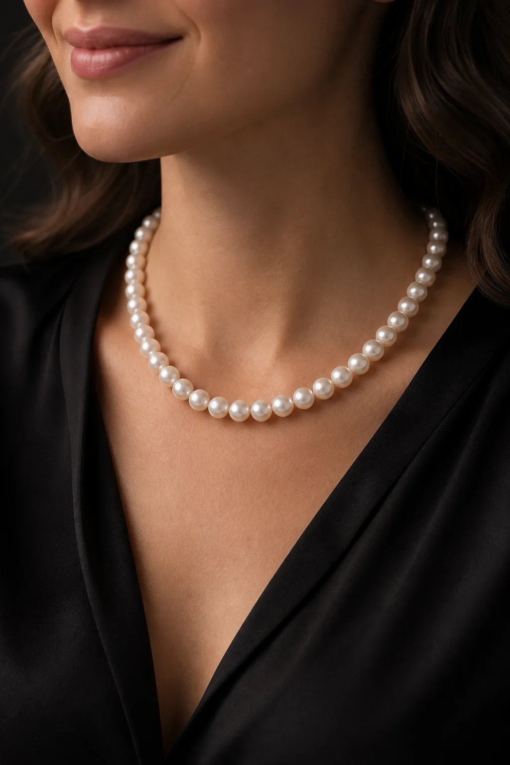 Collana di perle coltivate con chiusura in oro bianco 18 kt