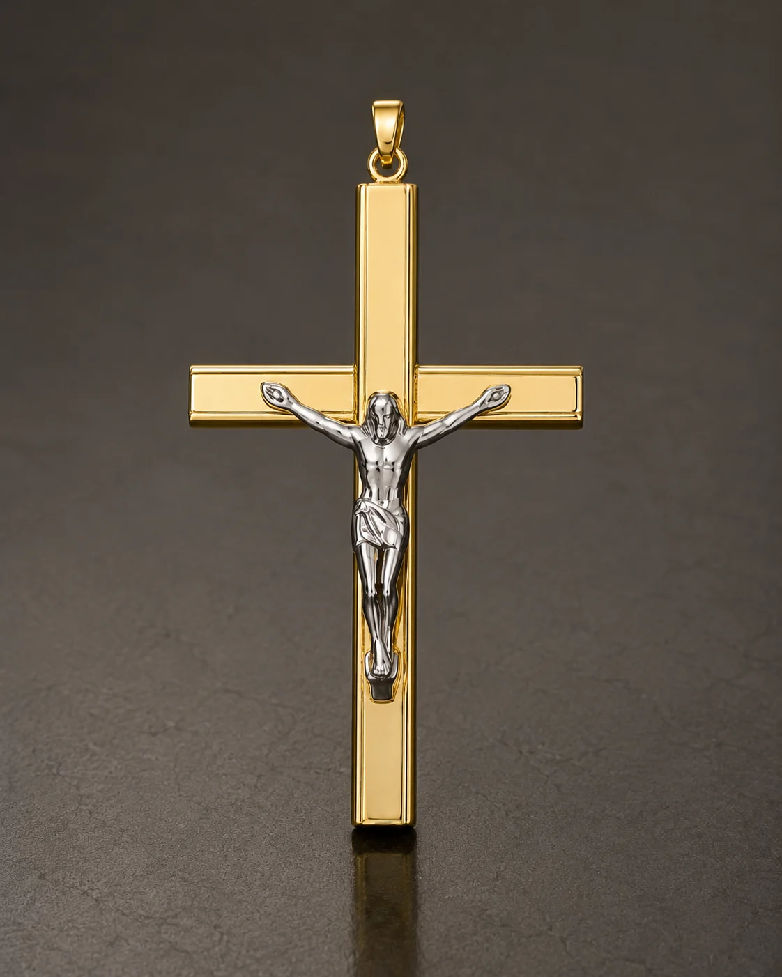 Crocifisso bicolore in oro 18 kt